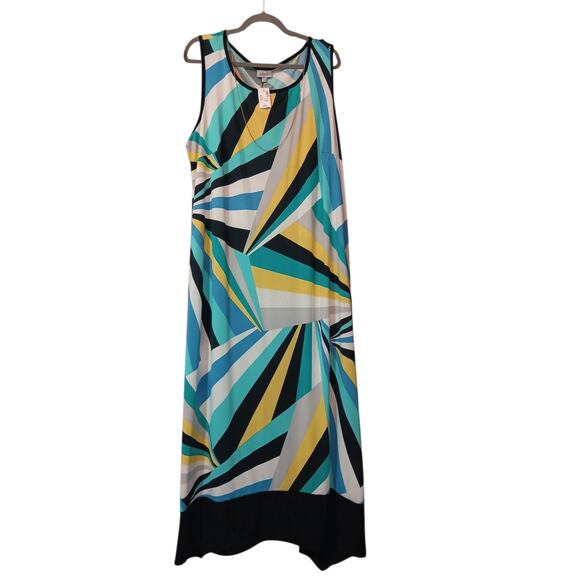 NEW AVENUE Long Maxi Dress Plus 26/28 3X Stretchy Vacation Career Travel Flowy - Picture 12 of 13